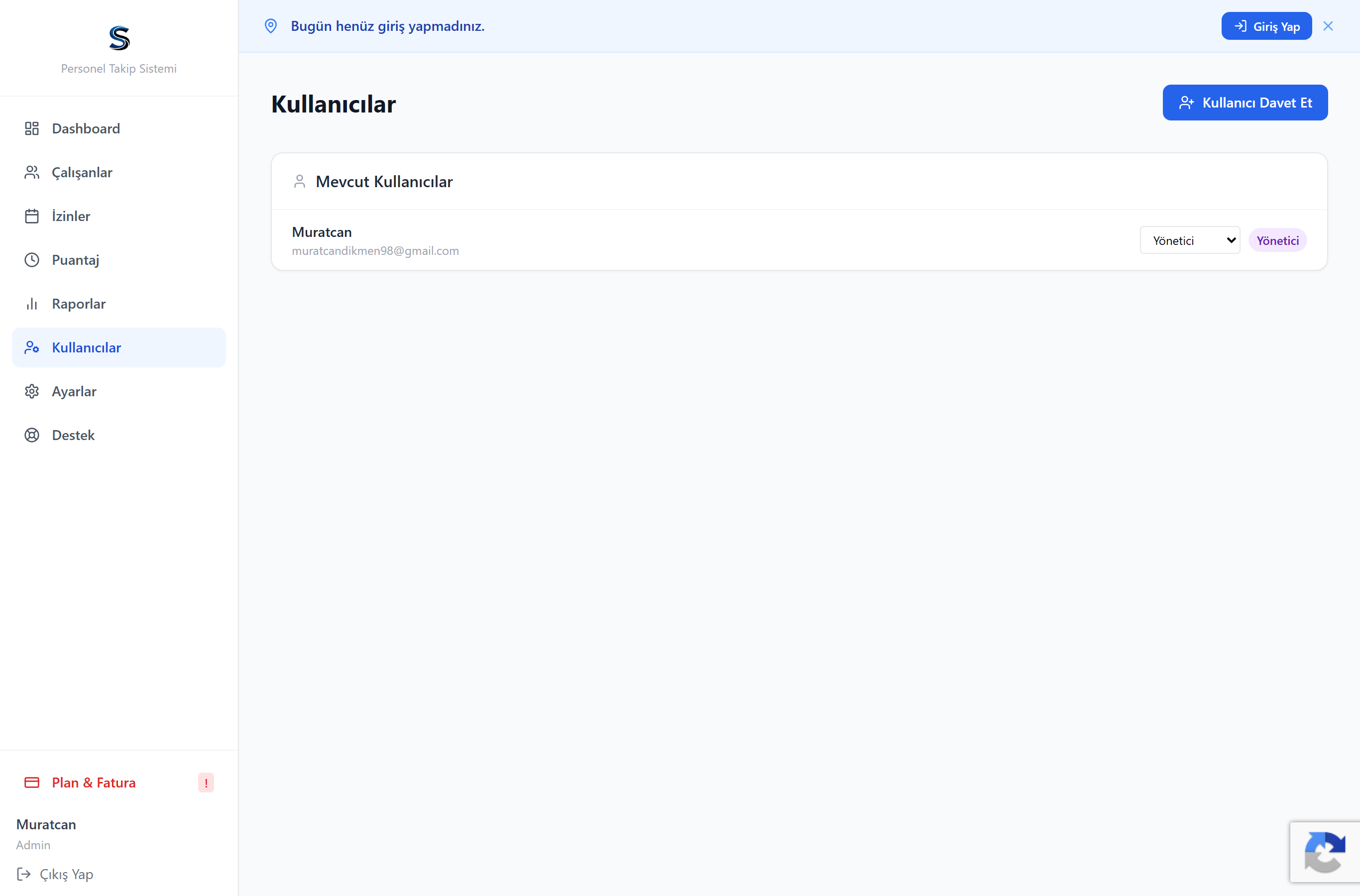 kullanicilar ekranı